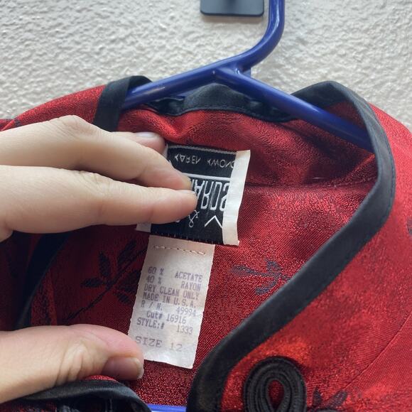 R&M Richards Karen Kwong Vintage Kimono Jacket Duster Frog Oriental Asian SZ 12 - Picture 3 of 7